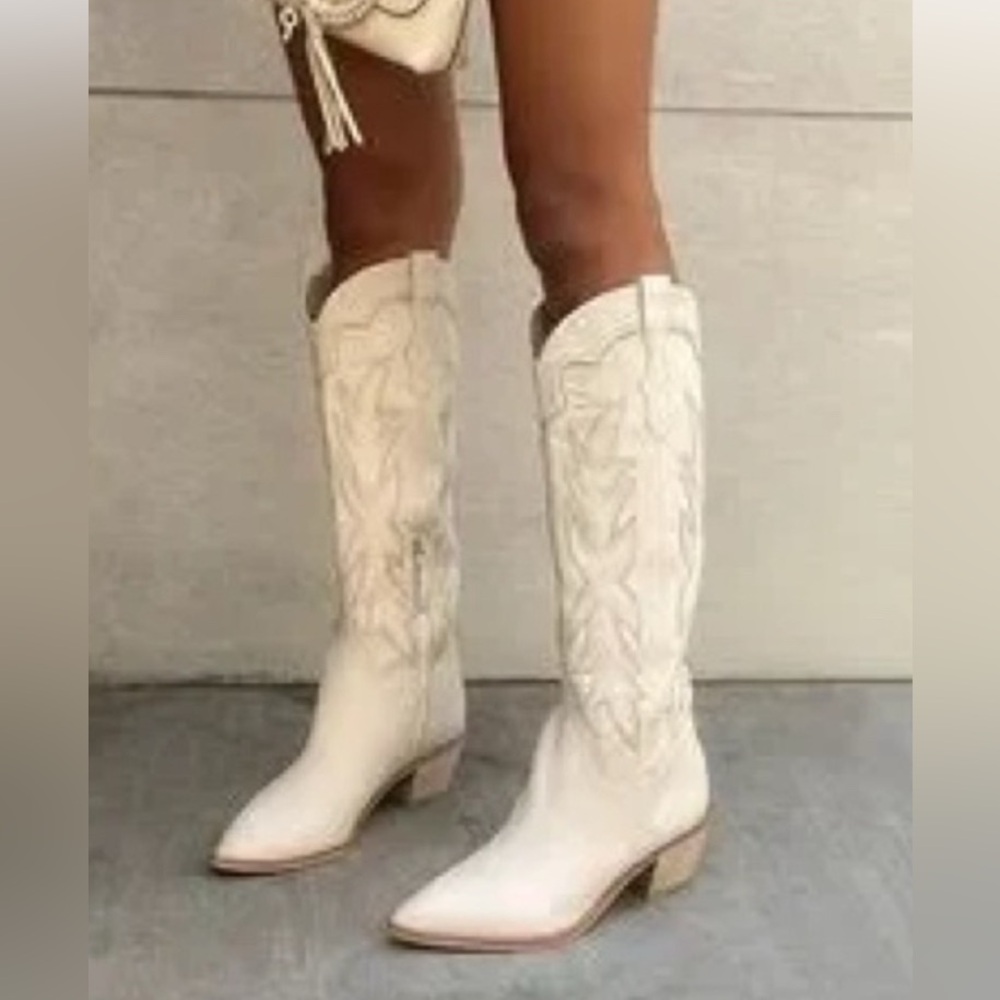 Dolce Vida The Shiren Leather Cowgirl embellished boots size 6 - Picture 2 of 6
